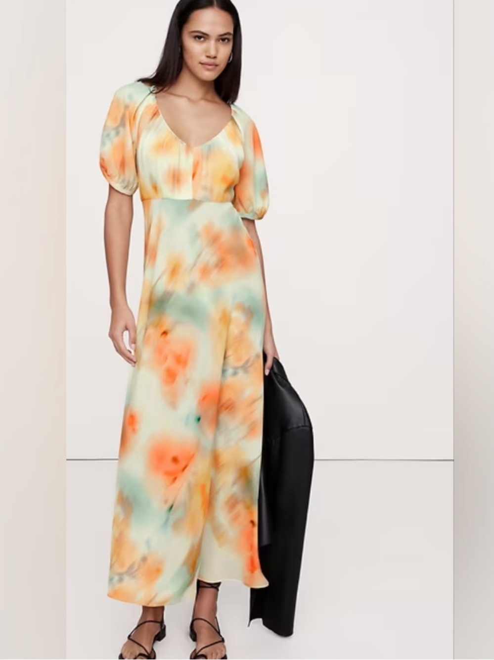 Banana Republic Maxi Dress V-Neck Bias Cut Empire Waist 12 NEW
